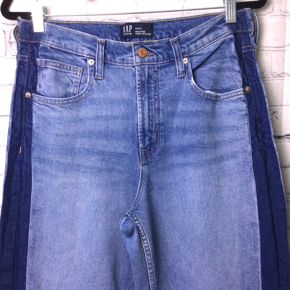 GAP Two-Tone Blue Wide Leg Jeans - Picture 2 of 14
